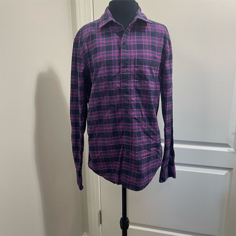 American Eagle Women's XS Purple Plaid Long Sleeve Button Down Shirt